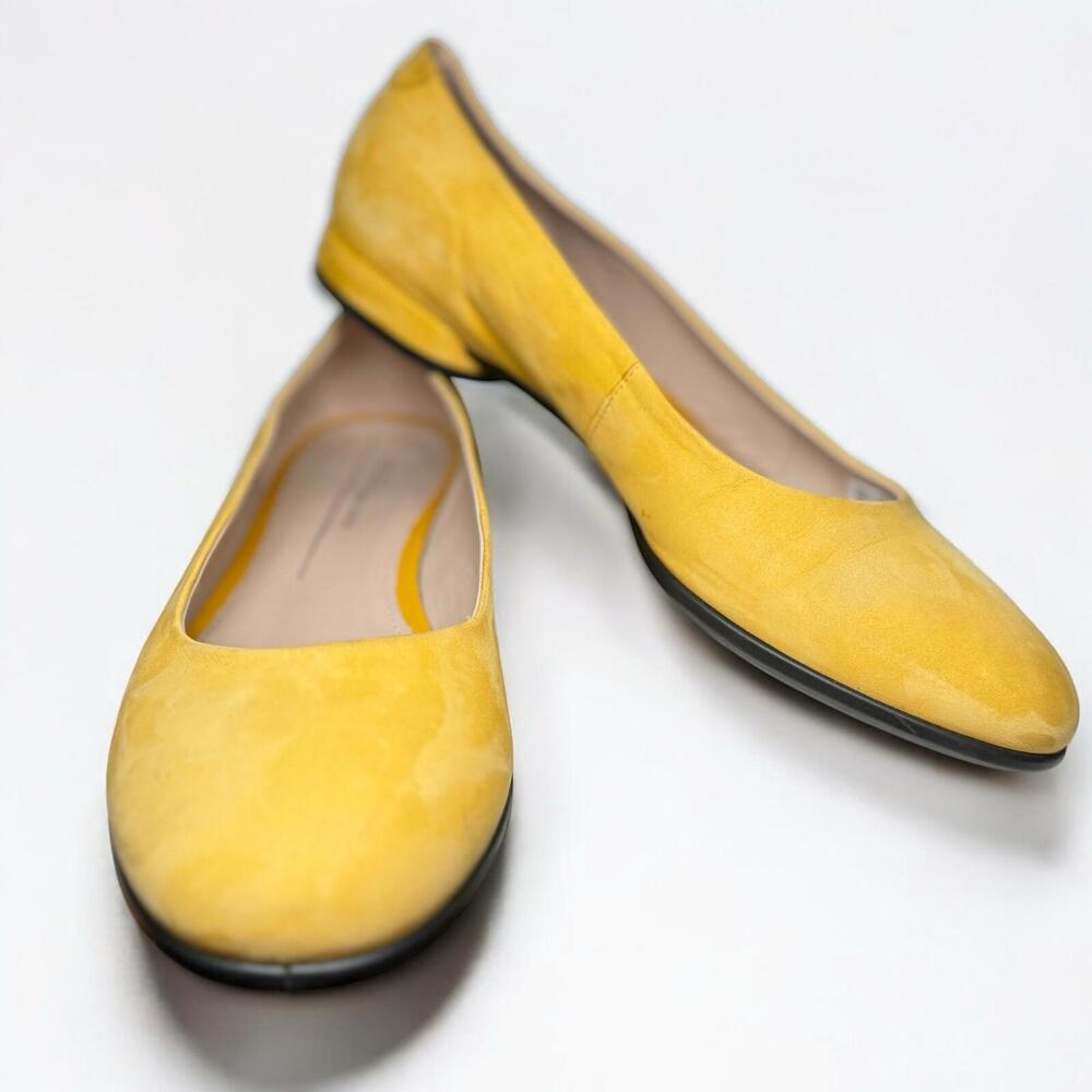 ECCO Danish Design Anine Merigold Yellow Goat Suede Ballet Flats 41 US 10 New